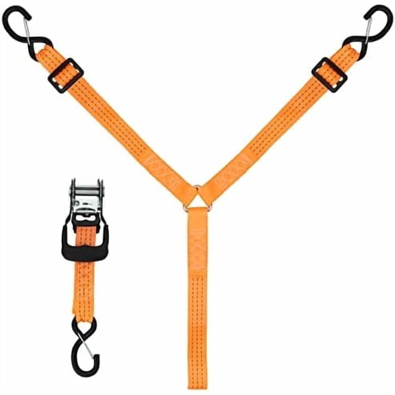 3 Point Ratchet Y Strap for UTV, ATV, Truck Bed Roof Rack Spare Tire Mount - 1.5 Inch Wide Adjustable Tire Tie Down Strap Over The Wheel with 3 Safety Clip Hooks$$Tools & Hardware Other