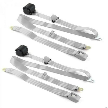 3 Point Standard Retractable Bucket Seat Belt Kit with 2 Belts for 1960-1962 Chevy Truck, Gray