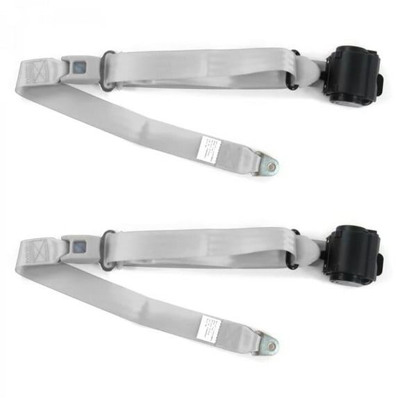 3 Point Standard Retractable Bucket Seat Belt Kit with 2 Belts for 1971-1978 AMC Matador, Gray