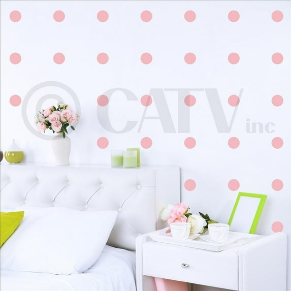 3" Polka Dot Circles Set of 91 Vinyl Wall Decals Circle Stickers Polka Dots Decal Self Adhesive Size: 3"x3" each- Color: Carnation