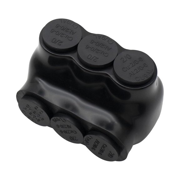 3-Port 2/0 Insulated Multi Tap Connector, 2/0-6AWG Single-Sided Aluminum to Copper Wire Connectors, Insulated Inline Splice Connector, UL Listed(1-Pack)