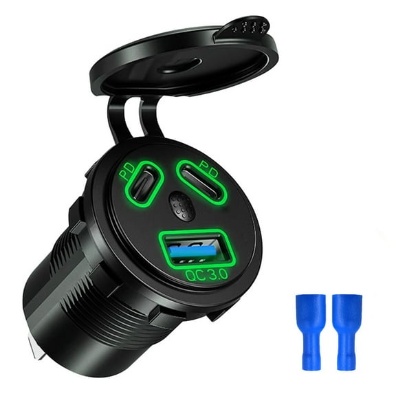 3 Port Car Charger Adapter With QC3.0 Fast Charging & PD Ports For Mobile Devices Universal Fit High Speed Charging Solution For Vehicles