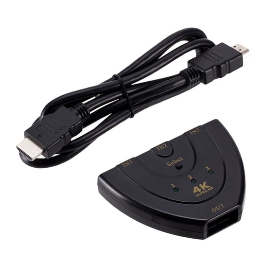 3 Port Compatible Switch 4K HD 3 in 1 Out Splitter Selector Supports 3D for Laptop TV Box DVD HDTV
