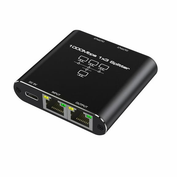 3 Port Gigabit Networking Splitter Hub, Fast Speed 1000Mbps Data Transfer Splitter for Computers and Gaming Consoles
