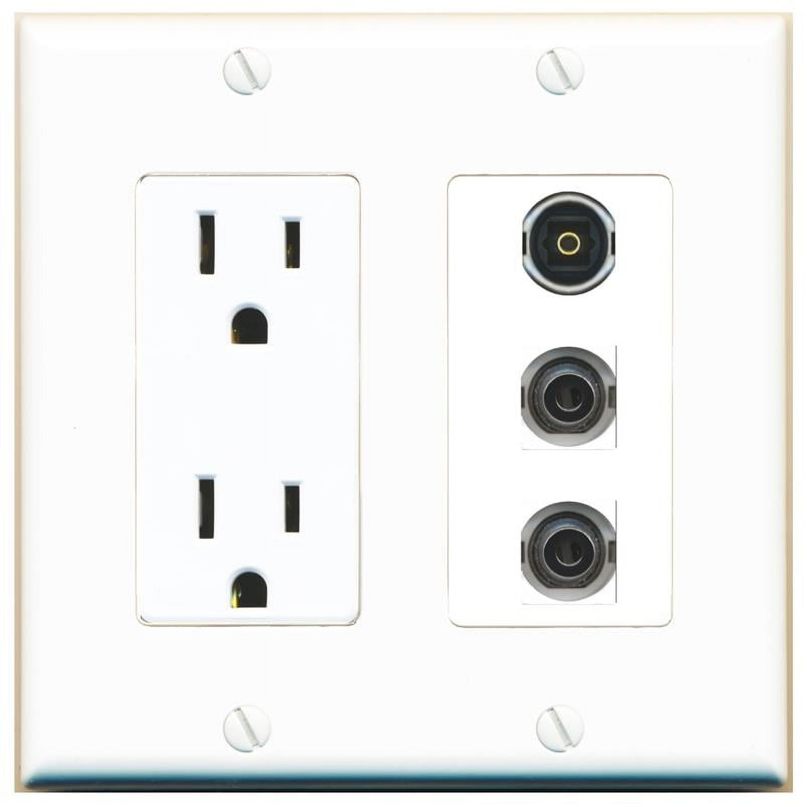 3 Port Power Outlet Cover Plug Jack UL 2 Gang 2 3-5MM TOSLINK Wall Plate -  Walmart.com