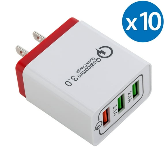 3-Port Quick Charge USB Wall Charger, FREEDOMTECH QC 3.0 USB Wall Charger Fast Qualcomm for iPhone X 8 Plus Samsung Galaxy Note 8, S8, S8 Plus, S7 S6 Edge+, Note 5/4/3, LG G5, G6 V20 Nexus 6, HTC 10