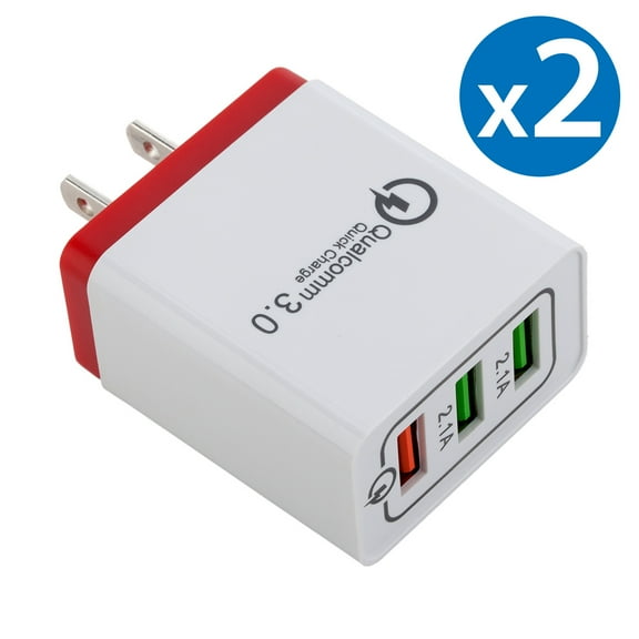 3-Port Quick Charge USB Wall Charger, FREEDOMTECH QC 3.0 USB Wall Charger Fast Qualcomm for iPhone X 8 Plus Samsung Galaxy Note 8, S8, S8 Plus, S7 S6 Edge+, Note 5/4/3, LG G5, G6 V20 Nexus 6, HTC 10