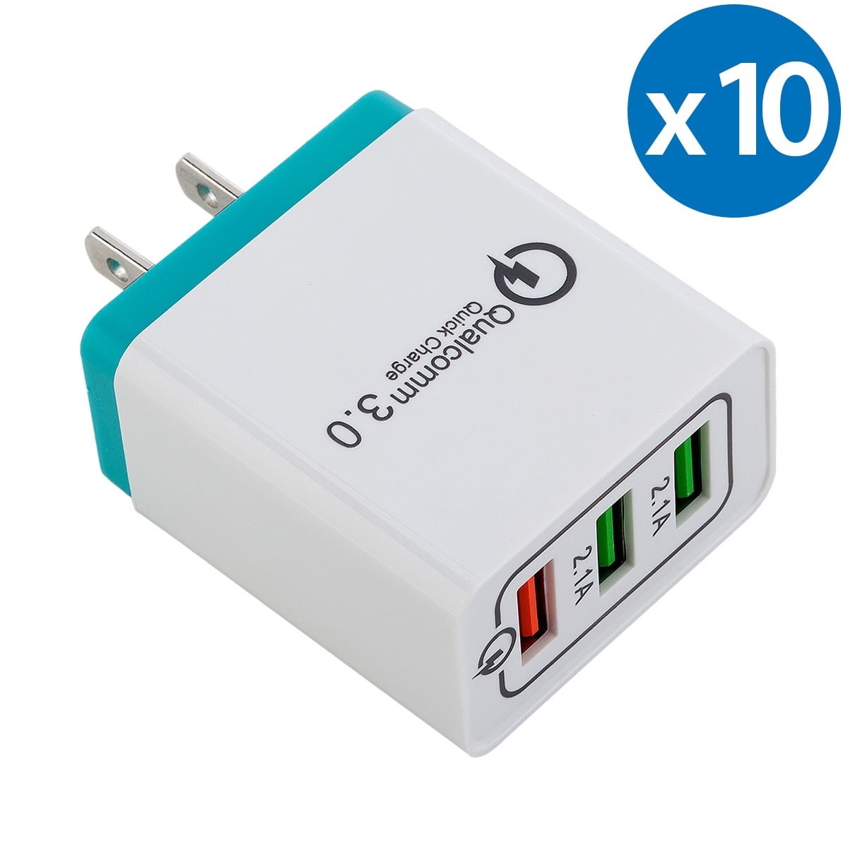3-Port Quick Charge USB Wall Charger, FREEDOMTECH QC 3.0 USB Wall Charger Fast Qualcomm for iPhone X 8 Plus Samsung Galaxy Note 8, S8, S8 Plus, S7 S6 Edge+, Note 5/4/3, LG G5, G6 V20 Nexus 6, HTC 10