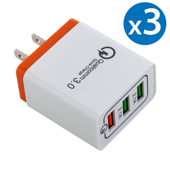 3-Port Quick Charge USB Wall Charger, FREEDOMTECH QC 3.0 USB Wall Charger Fast for iPhone X 8 Plus Samsung Galaxy Note 8, S8, S8 Plus, S7 S6 Edge+, Note 5/4/3, LG G5, G6 V20 Nexus 6, HTC 10
