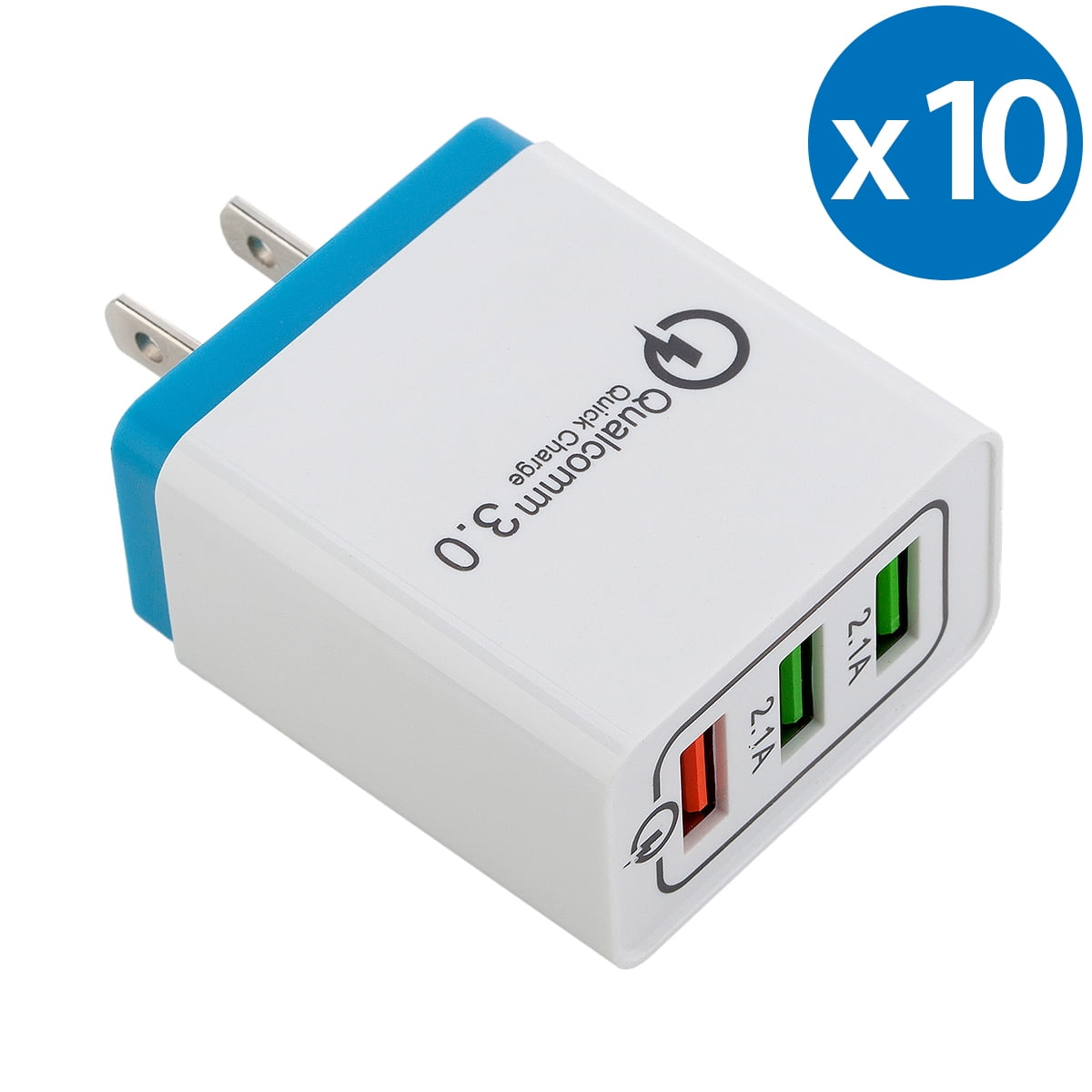 3-Port Quick Charge USB Wall Charger, FREEDOMTECH QC 3.0 USB Wall Charger Fast Qualcomm for iPhone X 8 Plus Samsung Galaxy Note 8, S8, S8 Plus, S7 S6 Edge+, Note 5/4/3, LG G5, G6 V20 Nexus 6, HTC 10