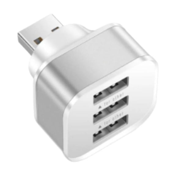 3-Port USB 2.0 Hub Expander, -Compact Portable USB Splitter with Silver-Plated Pins for Mouse, Keyboard, U Disk - Plug & Play for Laptop, PC, Tablet (Silver)