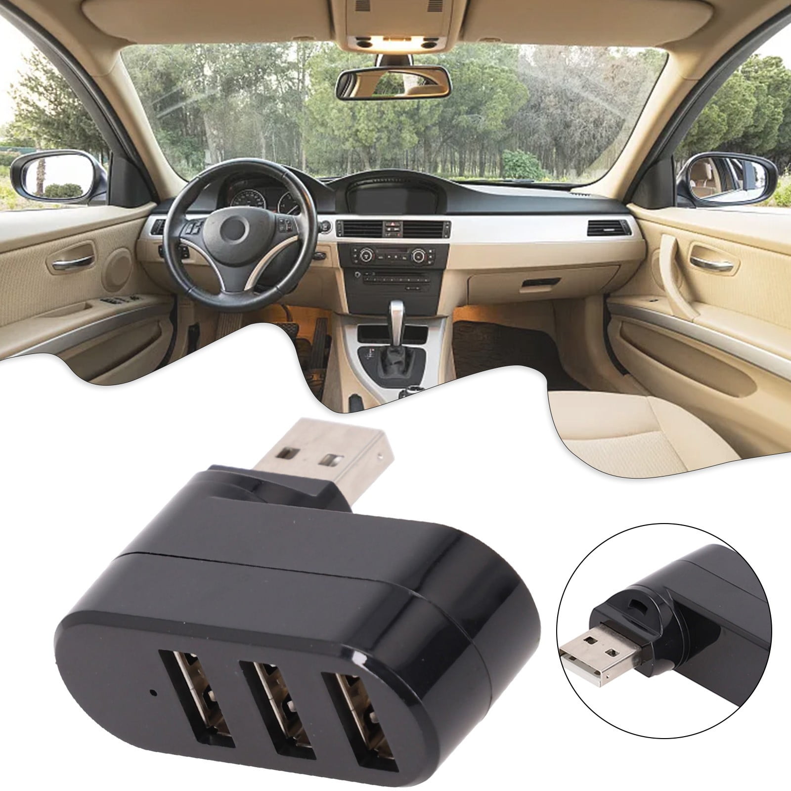 3 Port Usb 2.0 Rotating Splitter Adapter Hub High Speed U Disk Reader ...