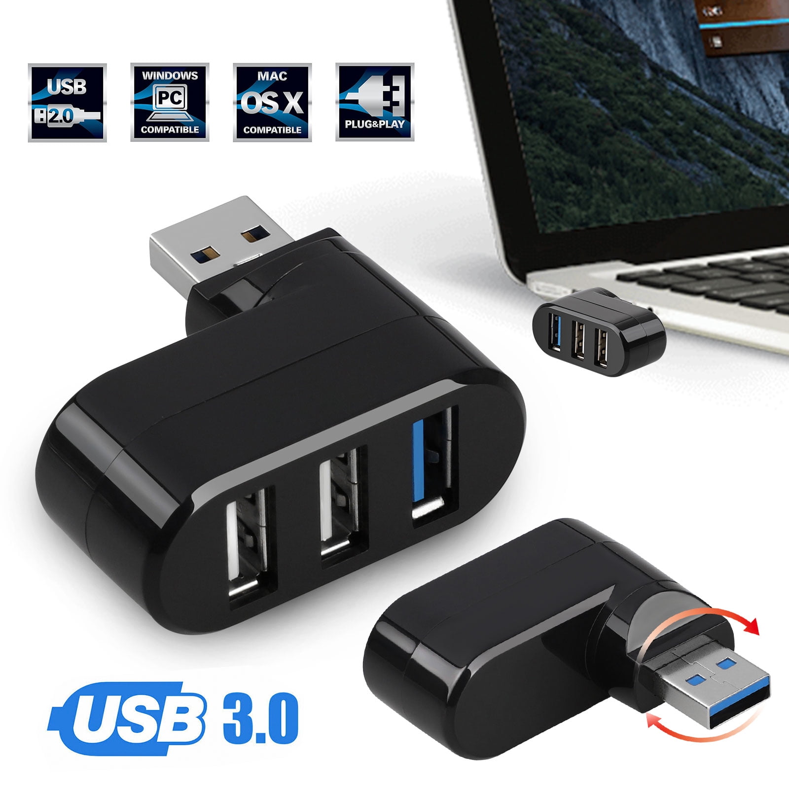 AROPANA USB 3.1 Gen 1 /USB 3.0 High Speed 5Gbps Hub for Laptop 4 Port  Portable Adapter with Individual Power ON/Off Switch and Individual Blue  LED