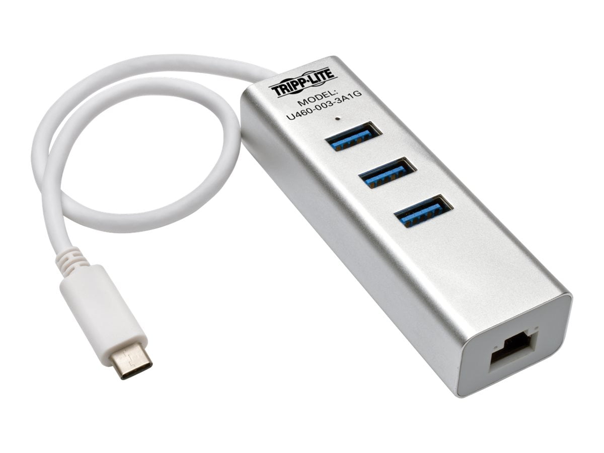 Tripp Lite Portable USB 3.1 Gen 1 Gigabit Ethernet Adapter with 3-Port Hub
