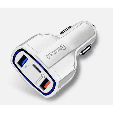 3-Port USB Car Charger Adapter – Fast Charging with Type-C, for iPhone, Android, Samsung