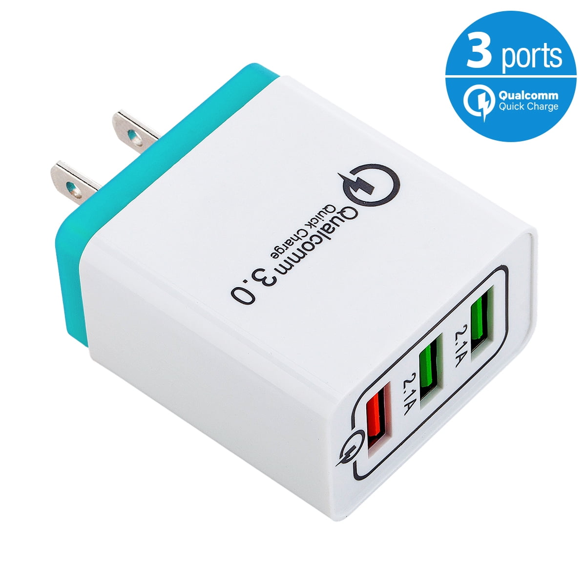3-Port USB Fast Wall Charger Power Adapter Plug with Qualcomm