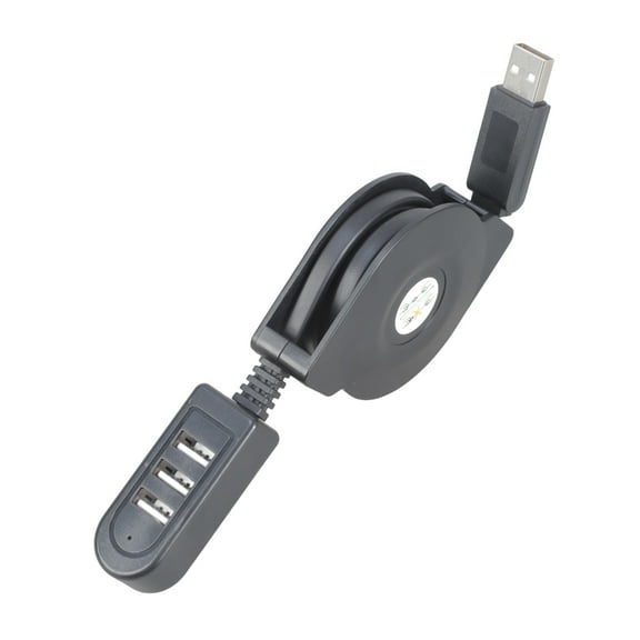 3 Port USB2.0 Charging Splitter Retractable Extension Cord 1.1M For Multiple Device Charging And Data Syncs
