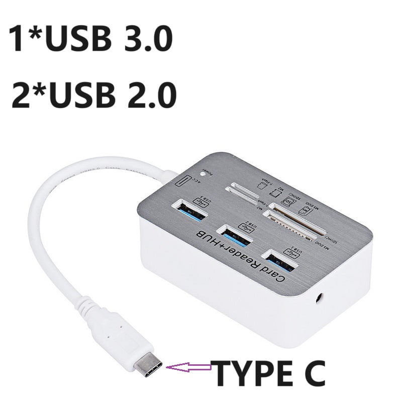 3 Ports USB Hub TYPE C 3.0 HUB+4 Ports Expander SD TF MS,M2 MMC Memory ...