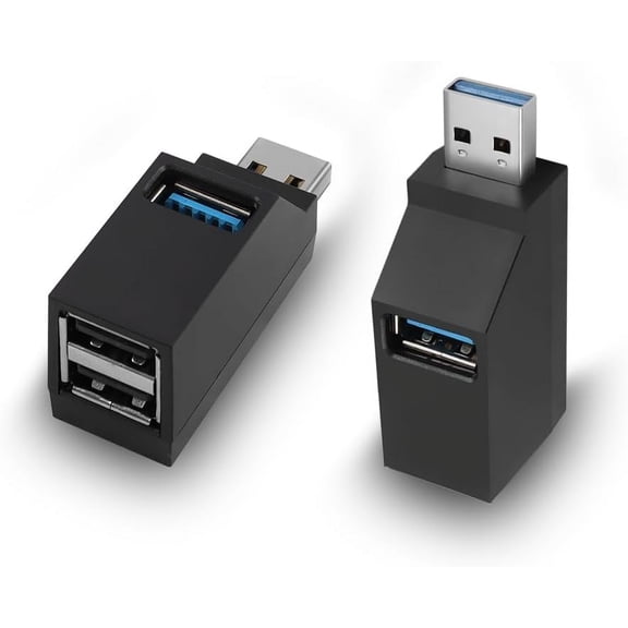 3 Ports USB Hub,USB Male to Female Expansion Adapter 2 Pcs 90 Degree Splitter 1 USB 3.0 and 2 USB 2.0 Port Portable Powered Data for Connecting Mobile Hard Disk, U Disk, Camera, Mouse,etc