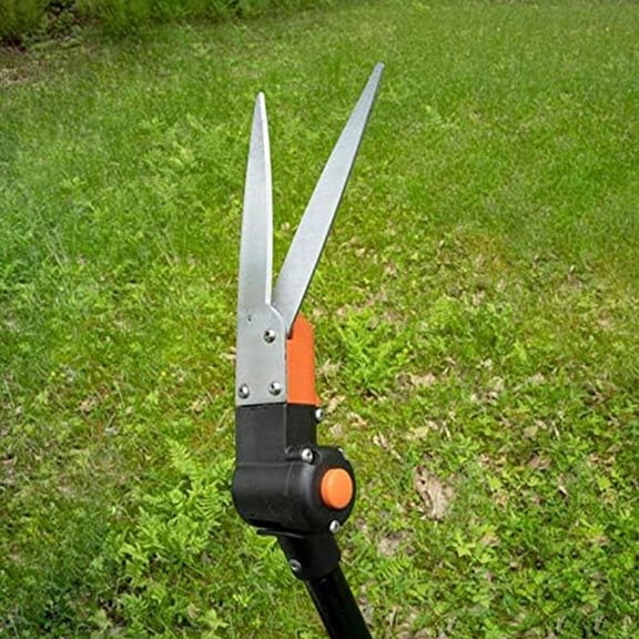 3-Position Hedge Trimming Shears | Long Shaft for Grass Clipping | 6 Steel Blades | Swivel 180-Degrees Horizontally and Vertically | Blade Lock for Safety