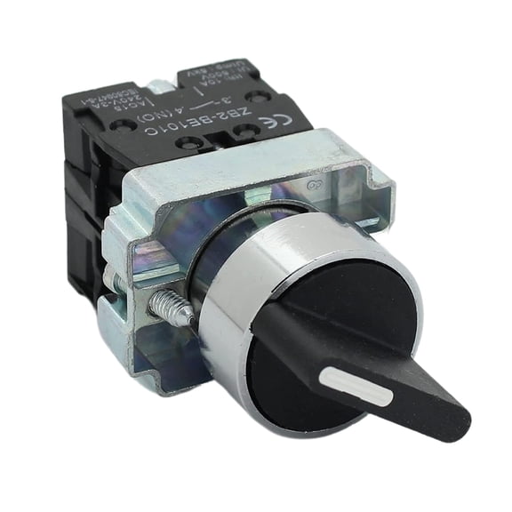 3 Position Maintained Selector Switch - Waterproof Self-Lock Switch, 22mm Mounting Hole, NO/NO Control Function, 220V Voltage and 10A Current - XB2-BD33 Model (1 Pk)