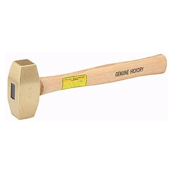 3 Pound Solid Brass Hammer with Hickory Wood Handle Non Marring Non Sparking 3lb.