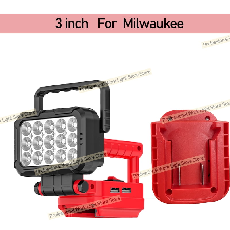 3" Power Tool Parts For Mil*wau*kee 18V Battery LED Work Lights Outdoor Lamp Hand Lantern Spotlight USB Charger