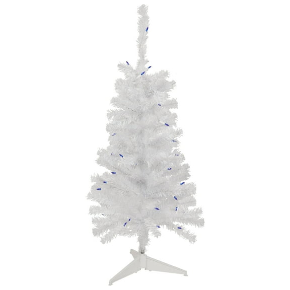3' Pre-Lit Woodbury White Pine Slim Artificial Christmas Tree Blue