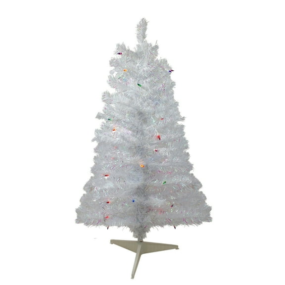 3' Pre-lit White Iridescent Pine Artificial Christmas Tree Multi