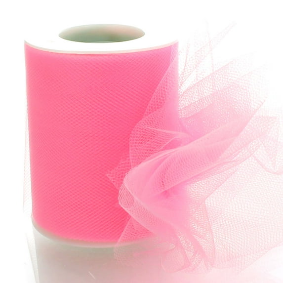 3" Premium Tulle Fabric Roll For Crafts, Wedding, Party Decorations, Gifts - Pink 25 Yard Spool