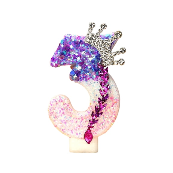 3 Princess Crown Braids Number Birthday Candle D1, Number 3 Candle For 14+ Teens & Birthday Party Decoration, 1 Count, Unscented Birthday Candle With Sparkle Design