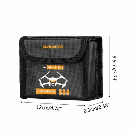 3 Pro Battery Bag Explosion Proof Battery Bag Fireproof Battery Safe Bag Battery Protection Bag Battery Storage Case Black C