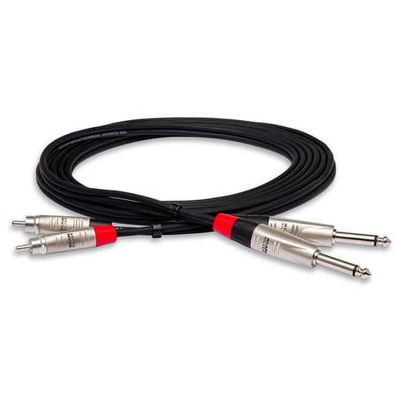 3' Pro Stereo Interconnect Dual REAN 1/4" TS Male to RCA Male Audio Cable