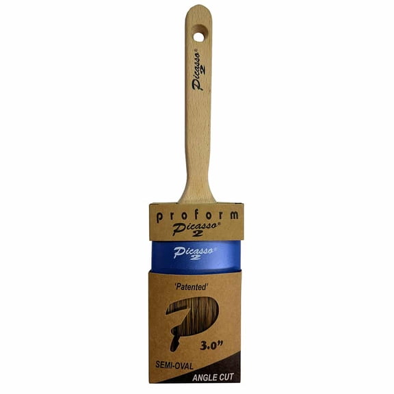 3" Proform G2-PIC1-3.0 Generation 2 Picasso PBT/Nylon Blended Filament, Chisel Tip, Angled Cut, Standard Handle Paint Brush