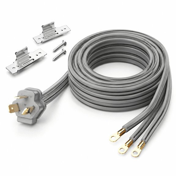 3 Prong 10 ft Dryer Cord, 30A Pure Copper NEMA 10-30P ETL Listed