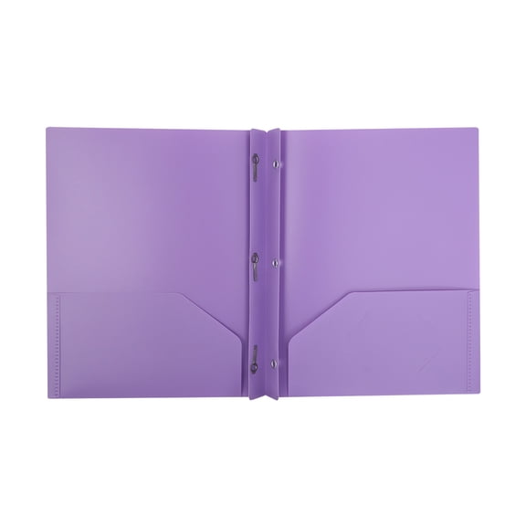 3-Prong 2-Pocket Poly Folder,1Pcs Plastic File Folder Pocket Document Organizer,2-Pocket Heavy-Duty Folders with Metal Prongs Fastener Clasps,Two Pocket Folder,3-Prong Folders for Office,(Z1_Purple)