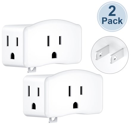 LENCENT 3 Prong to 2 Prong Polarized Grounding Adapter, 2 Pack,Plug Extender,Outlet Converter,Wall Plug Splitter with 3 AC Outlets, 3-Sided Outlet Adapter,Ideal for Non-Grounded Outlets