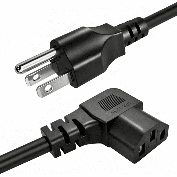 3 Prong AC Power Cord Right Angle 90 degree Plug C13 Power Cable Replacement