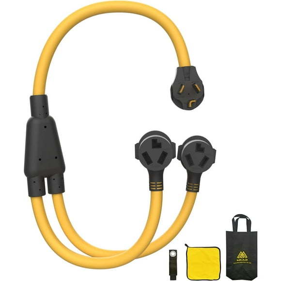 3 Prong Dryer Y Splitter, NEMA 10-30P to 2x 10-30R, Dryer Y Adapter Cord, 30Amp, 240V, Power Cable for EV, UL listed
