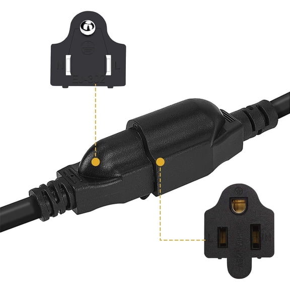 3 Prong Extension Cord 1 to 4 Outlet Power Splitter Indoor Outdoor Plug Saver Extender SJT 16AWG 13A/125V for Computer,Monitor,LED Stage Light,More Appliances (1FT)