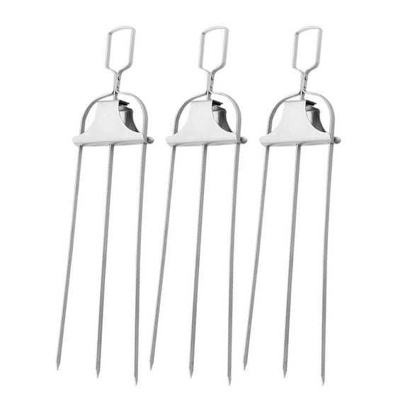 3 Prong Grill Forks with Ergonomic Handle Stainless Steel Skewer For Cooking Kebabs And Roasting Meat