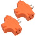 thumbnail image 1 of 3-Prong Heavy Duty Power Extender to Triple Outlet in T Direction, Multi-Directional Grounded Wall Tap Outlet Extender with 3 Prong Plug-in, 15-Amp, 125-Volt, ETL Listed, 2 Pack, Orange, 1 of 9