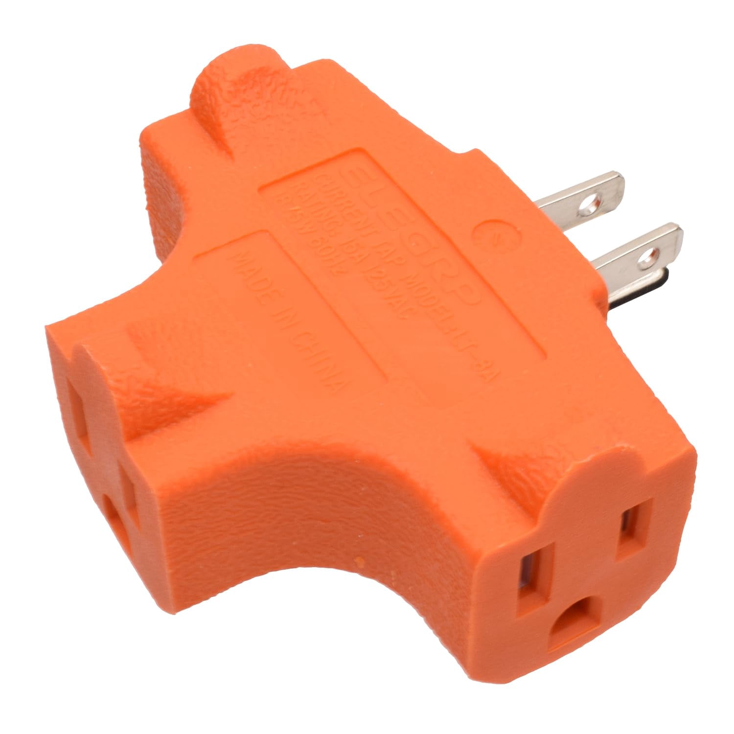Plug Extender Orange Color 3-Prong Heavy Duty Power Extender to Triple Outlet in T Direction ...