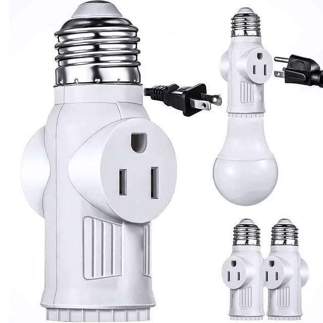 3 Prong Light Socket Adapter, E26 Light Bulb Outlet Adapter, E26 Light ...