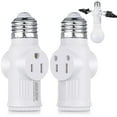 thumbnail image 1 of 3 Prong Light Socket Adapter, E26 Light Bulb Outlet Adapter, Polarized Light Socket to Plug Adapter, White Light Bulb to 2/3 Prong Outlet Plug Splitter Converter for Garage Porch CCTV Camera (2 Piece), 1 of 8