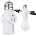 thumbnail image 1 of 3 Prong Light Socket Adapter, E26 Light Bulb Outlet Adapter, Polarized Light Socket to Plug Adapter, White Light Bulb to 2/3 Prong Outlet Plug Splitter Converter for Garage Porch CCTV Camera (1 Piece), 1 of 8