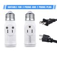 thumbnail image 1 of 3 Prong Light Socket Adapter, E26 Light Bulb Outlet Adapter, Polarized Light Socket to Plug Adapter, White Light Bulb to 2/3 Prong Outlet Plug Splitter Converter for Garage Porch CCTV Camera (2 Piece), 1 of 8