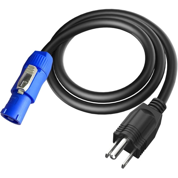 3-Prong NEMA 5-15P to PowerCON AC Power, 20A 3-Pin Male Connector to NEMA 5-15P Plug, 16AWG Heavy Duty Power Cable for Outdoor Stage Lighting, LED Screen, DJ Equipment - 1M/3.2FT