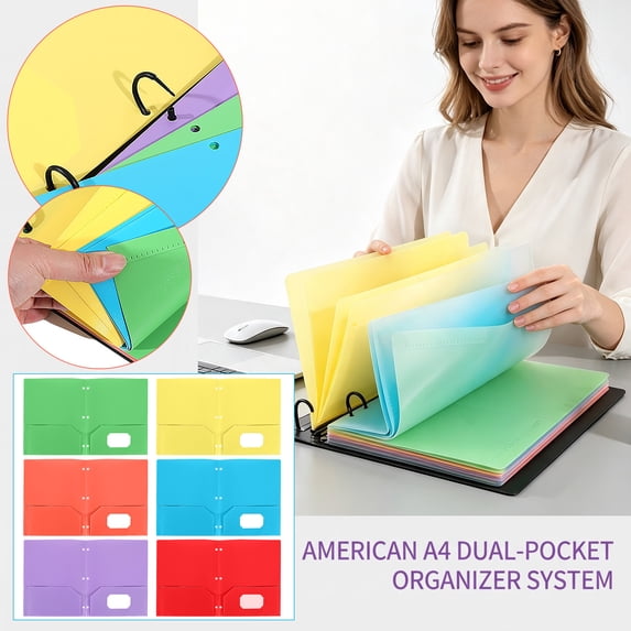 3 Prong Plastic Folder with Front Pocket and Card Slot, Bright Colored File Folders with Pockets, Portable Folders with Holes for School, Office & Home (Yellow)