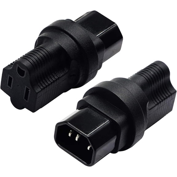 3 Prong USA C14 to NEMA 5-15R Plug Power Adapter for Standard Computer Power Adapter 15A/125V (IG-320) (NEMA 5-15R to IEC 60320-C14)(2 Pack)